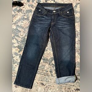 Ladies Dark Blue Cropped Jeans